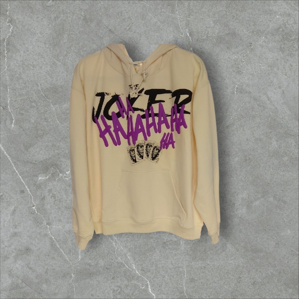 DC Comics Cream Hoodie with Purple and Black Joker Design